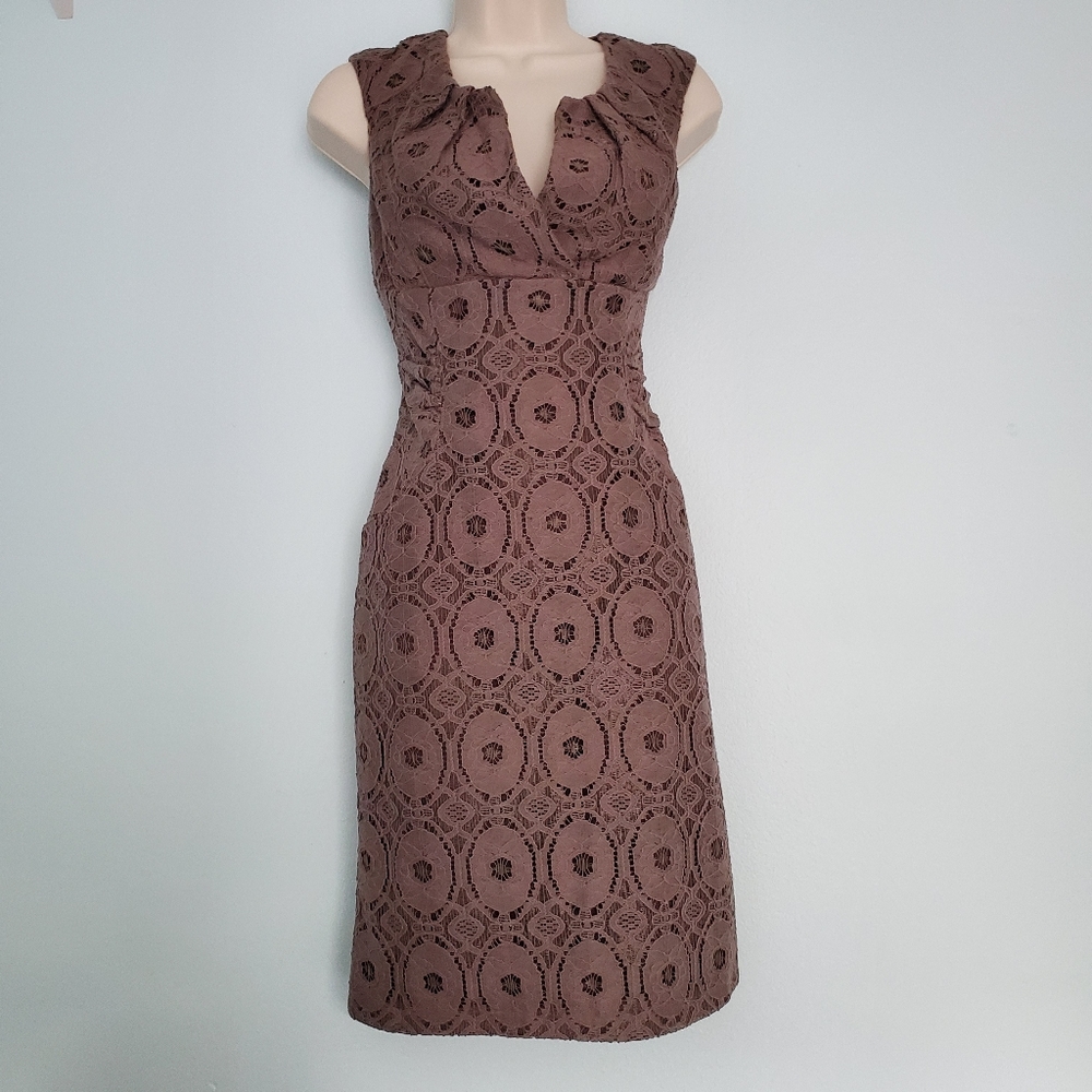 NWOT -Cynthia Rowley Brown Lace Sheath Dress - Sz 8